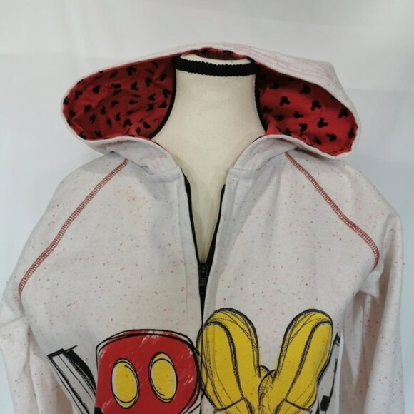 Disney Love Full Zip Hoodie, White with Red - Sz XS - Picture 3 of 10